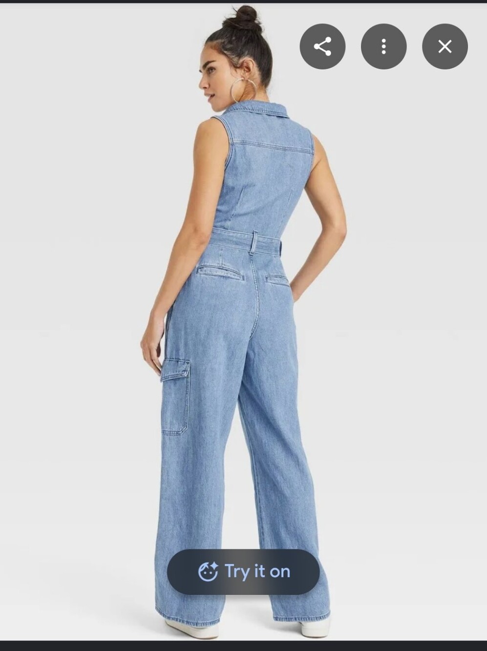 NWT Universal Thread Light Blue Denim Sleeveless Utility Jumpsuit Size 18 Plus - Picture 4 of 8